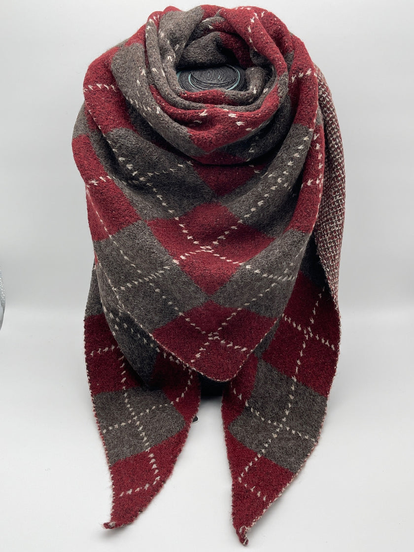 Dreieckstuch Karo Bordeaux/Grau Art. 6594