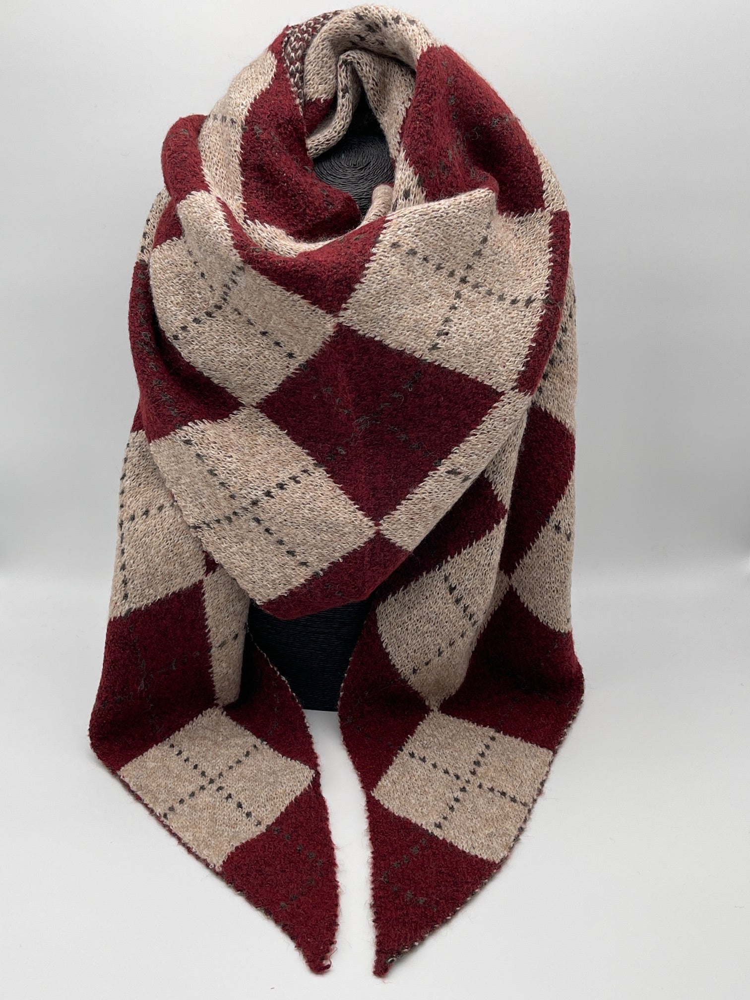 Dreieckstuch Karo Beige/Bordeaux Art. 6592