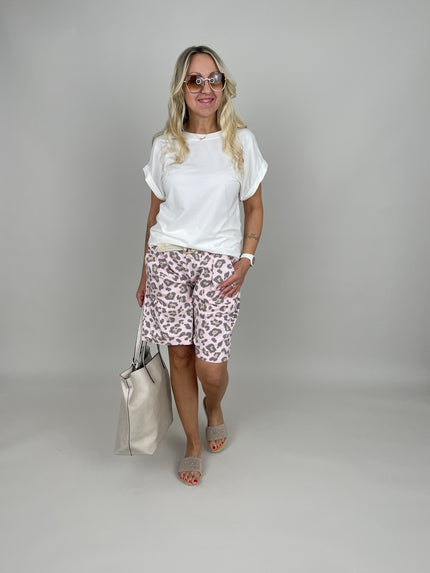Bermuda Leo mit Gürtel in Rosa