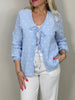Musselin Bluse zum Binden mit Herzen in Hellblau Artikel 5807