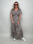 Kleid Kurzarm Kofferstoff Leo in Braun 5830
