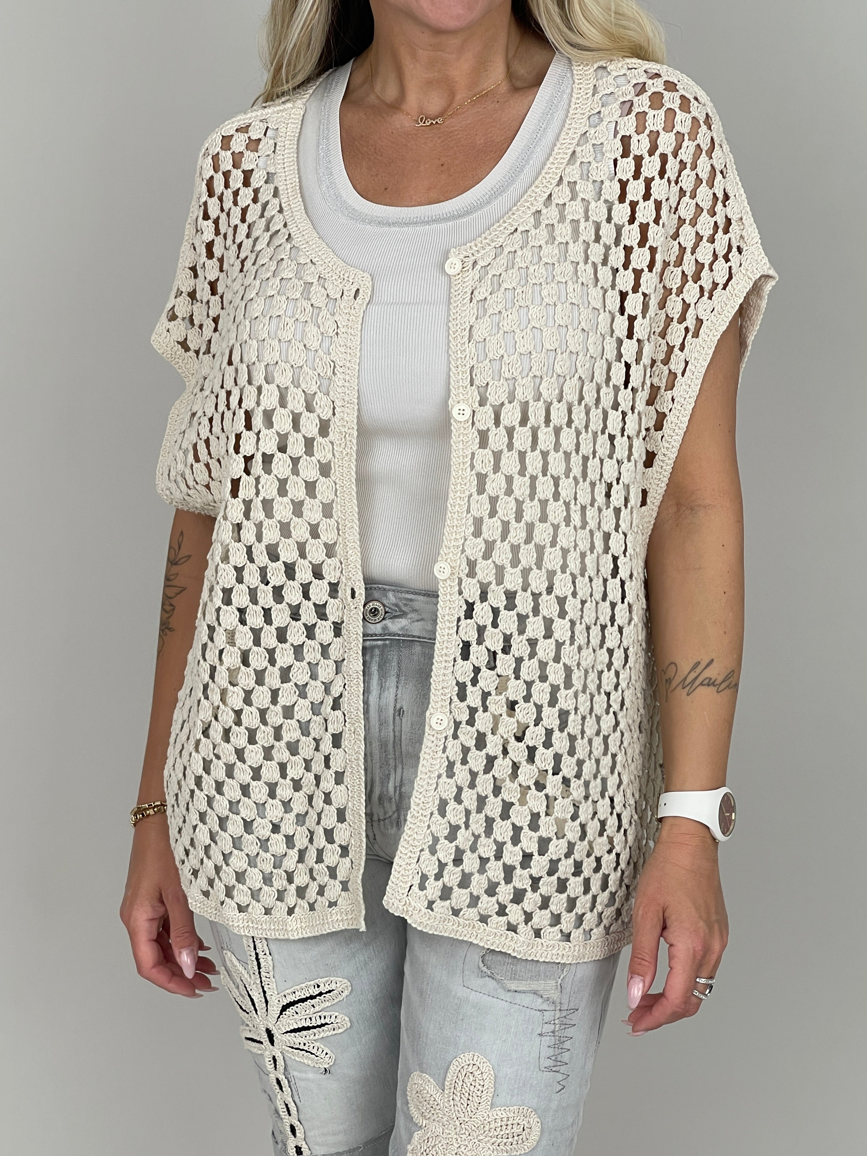 Netzweste oversized in Beige
