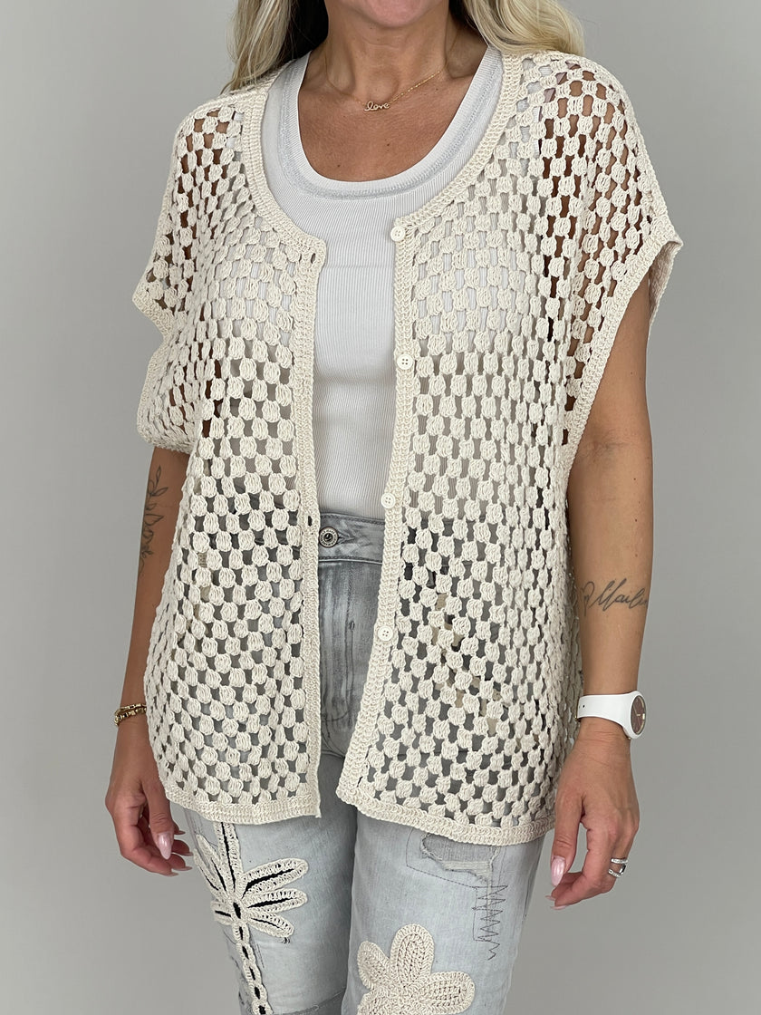 Netzweste oversized in Beige