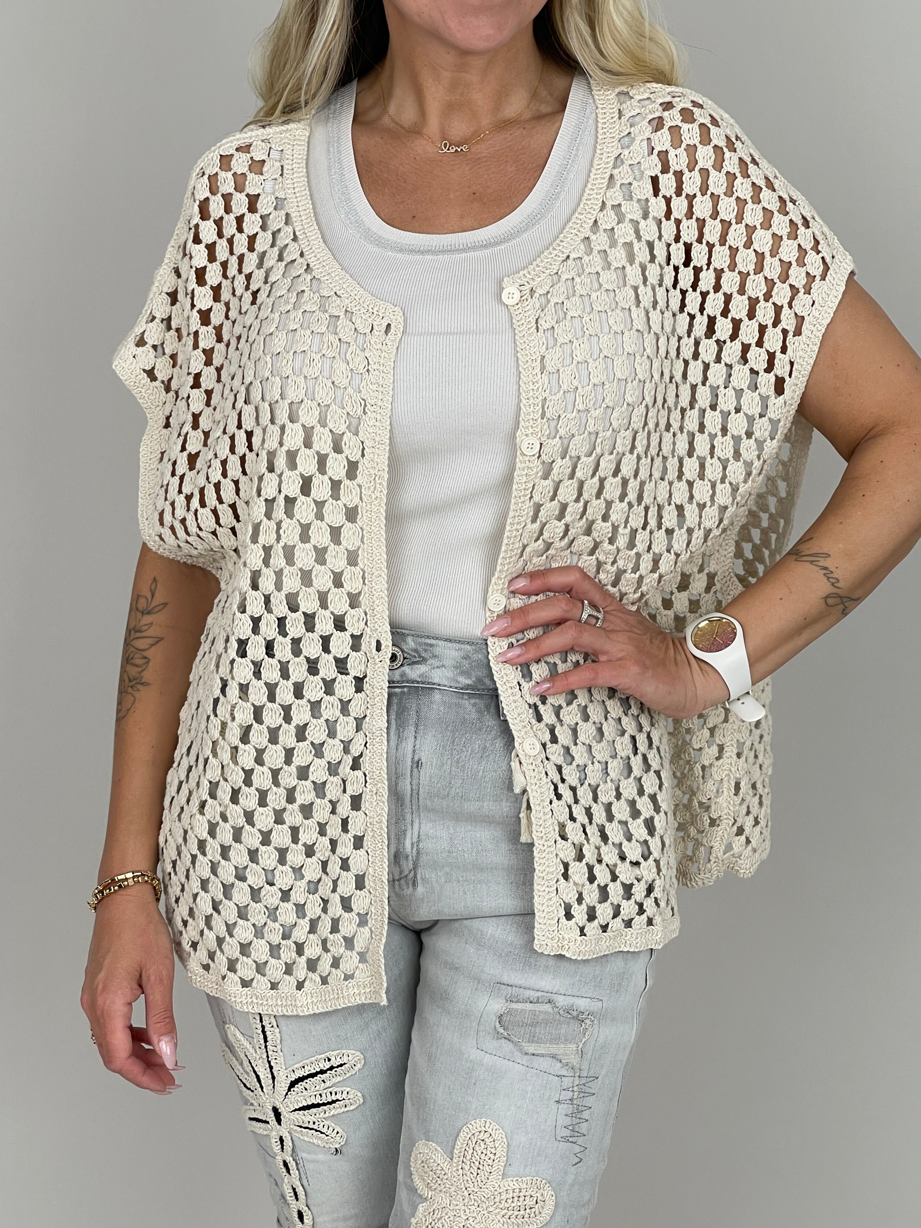 Netzweste oversized in Beige