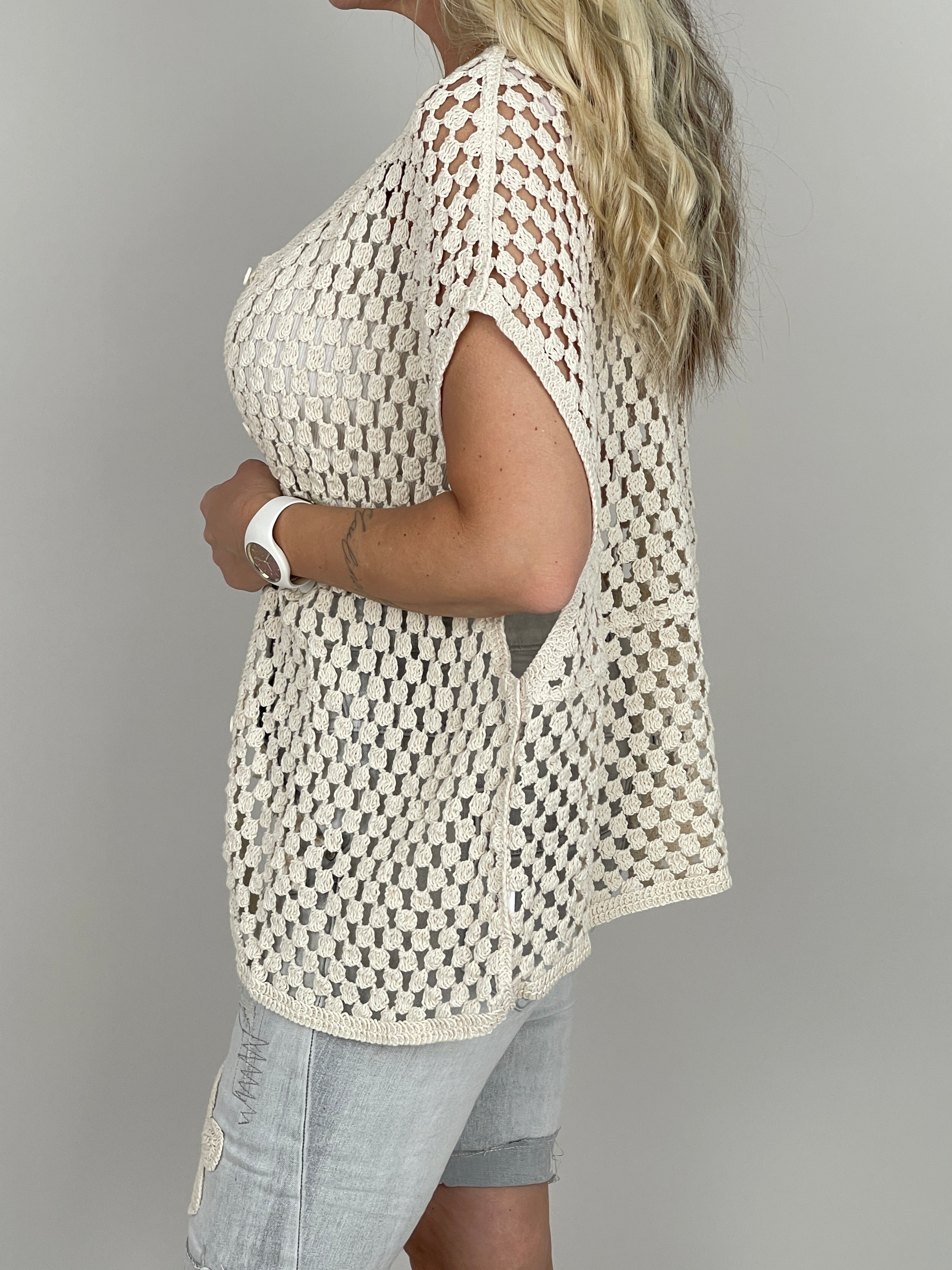 Netzweste oversized in Beige