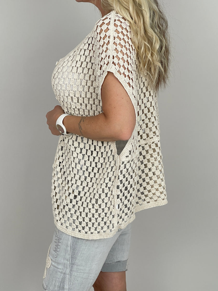 Netzweste oversized in Beige