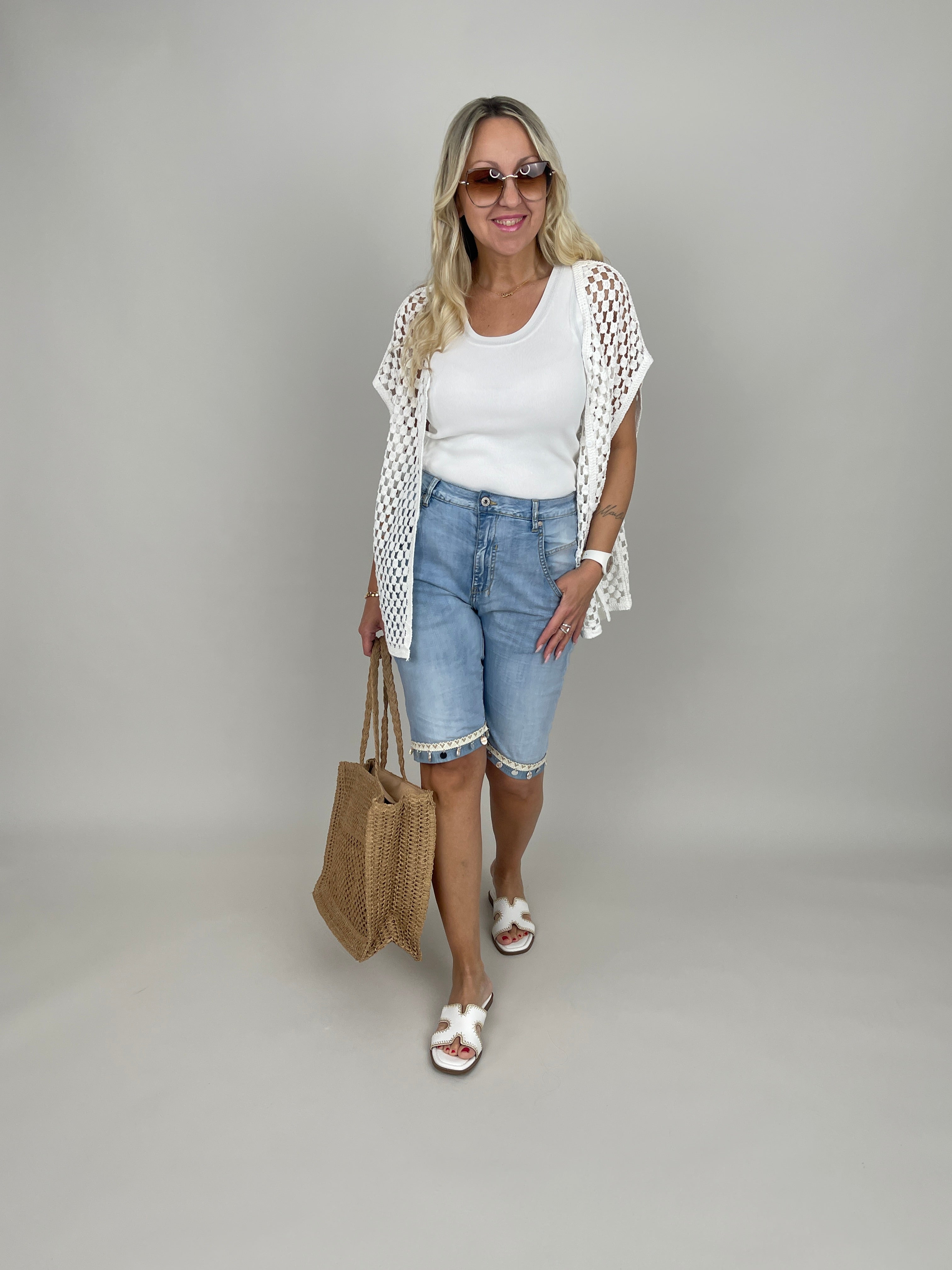 Netzweste oversized in Weiß