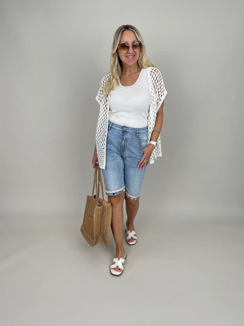 Netzweste oversized in Weiß