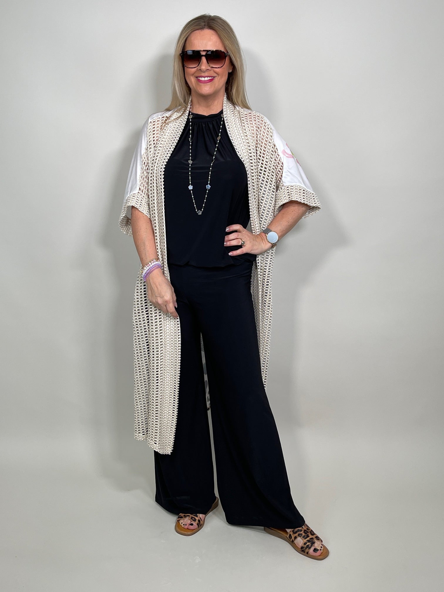 Longcardigan Kurzarm mit Rückenprint Artikel 5821
