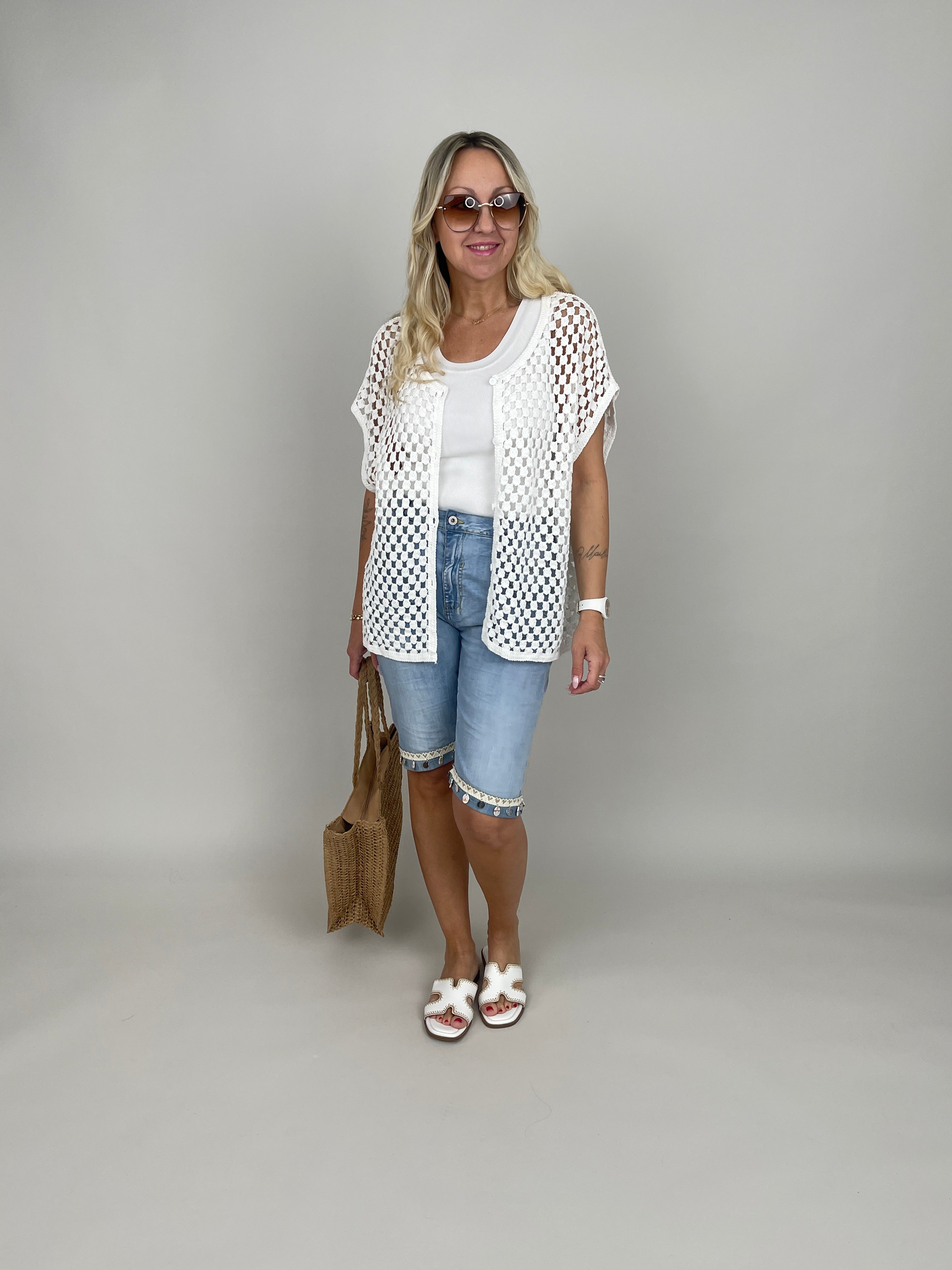 Netzweste oversized in Weiß