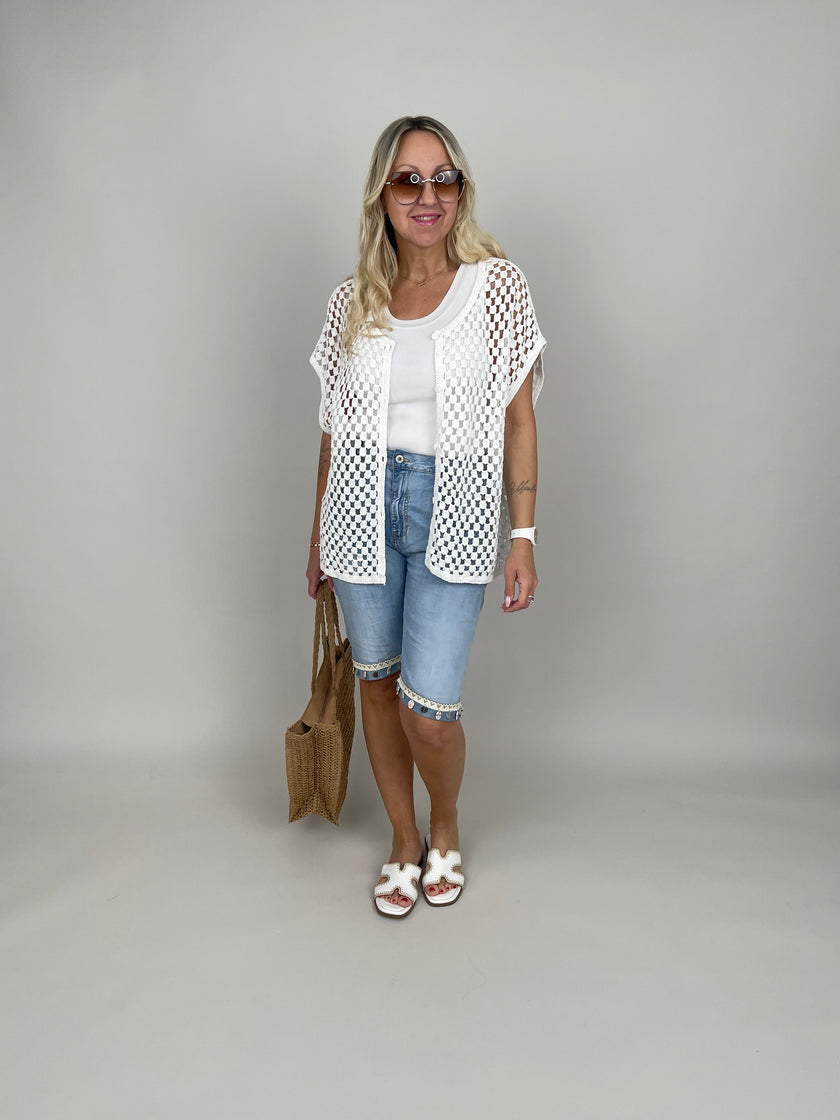 Netzweste oversized in Weiß