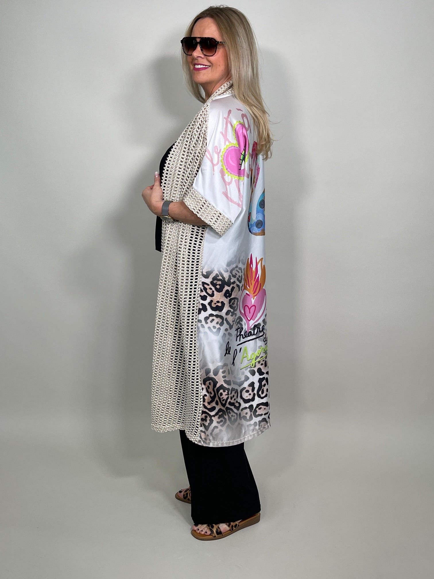 Longcardigan Kurzarm mit Rückenprint Artikel 5821