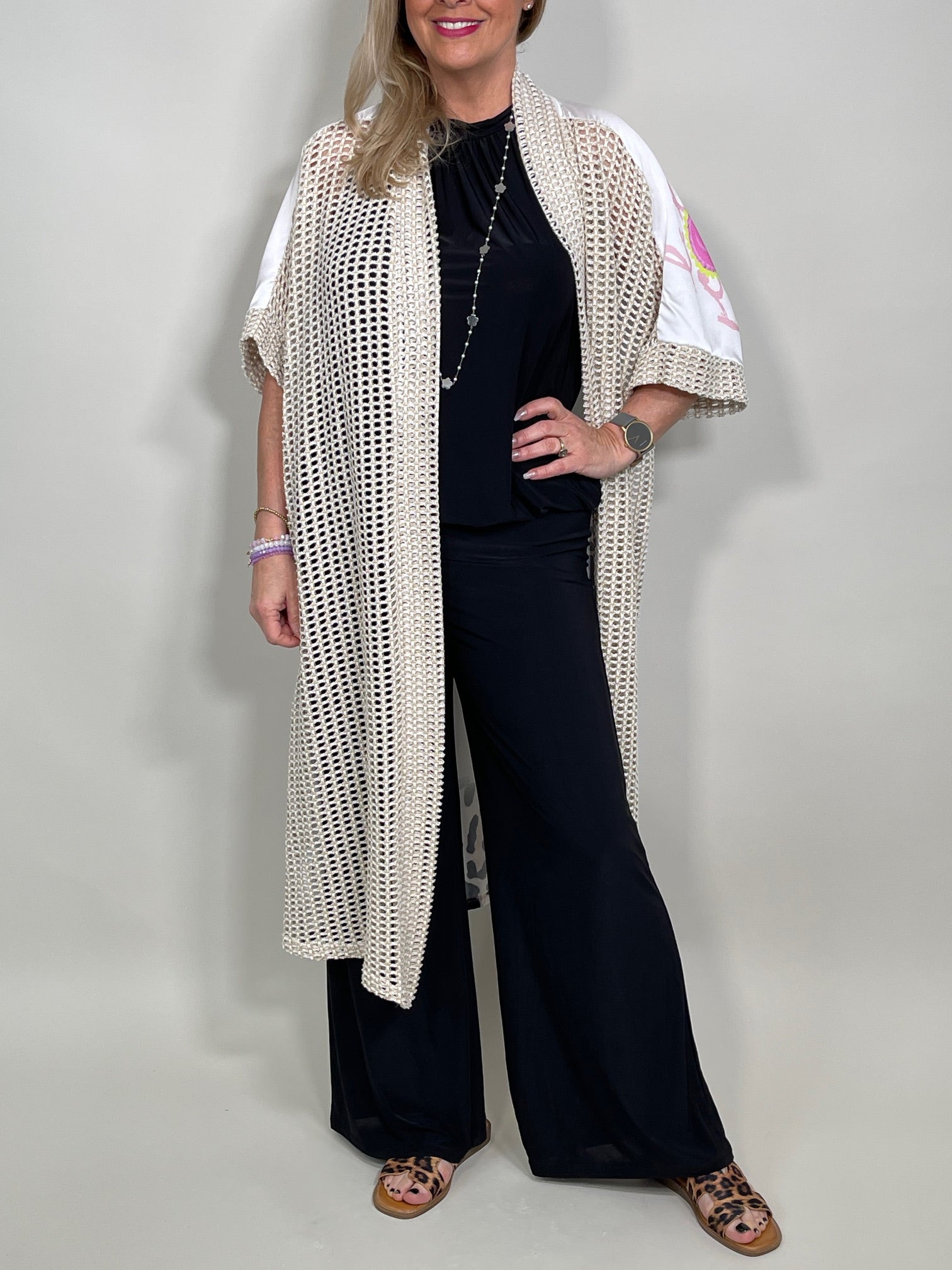 Longcardigan Kurzarm mit Rückenprint Artikel 5821