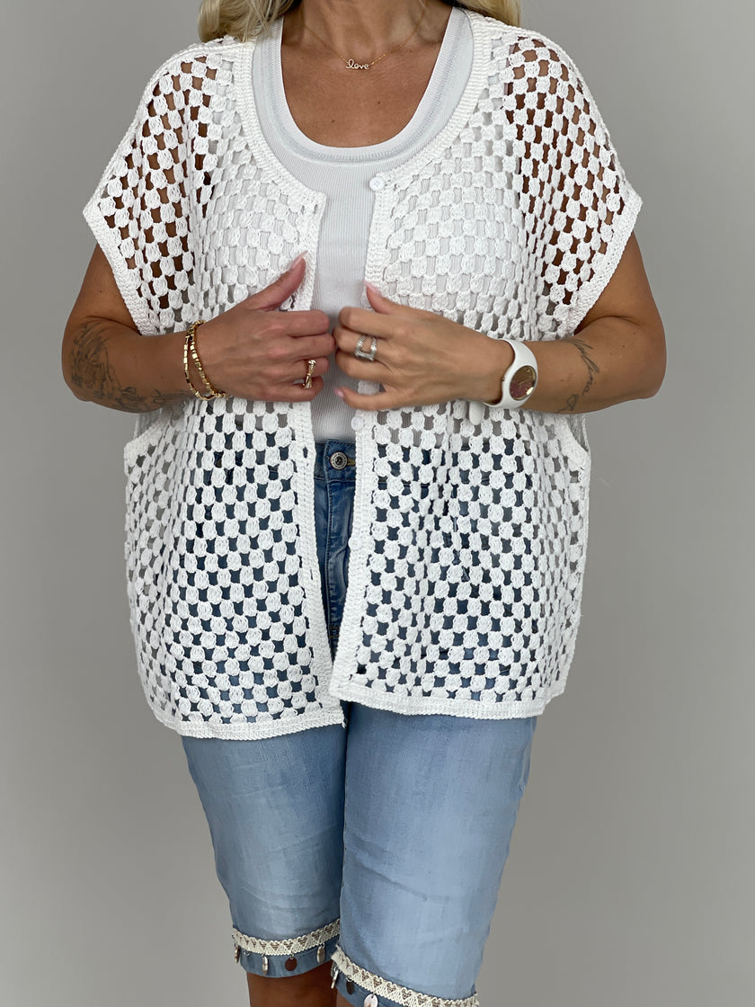 Netzweste oversized in Weiß