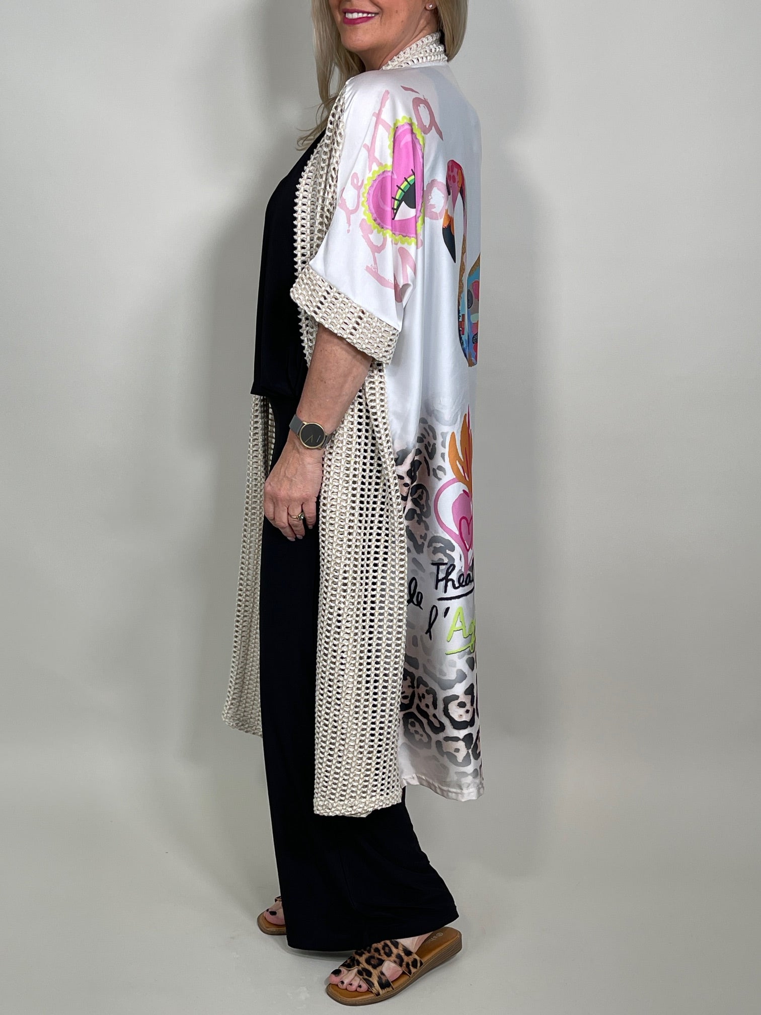 Longcardigan Kurzarm mit Rückenprint Artikel 5821