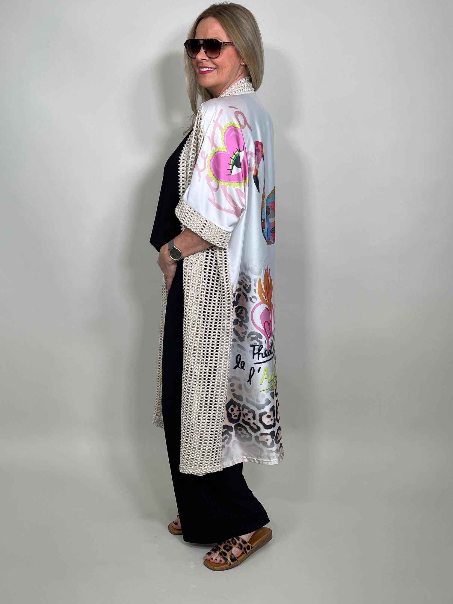 Longcardigan Kurzarm mit Rückenprint Artikel 5821