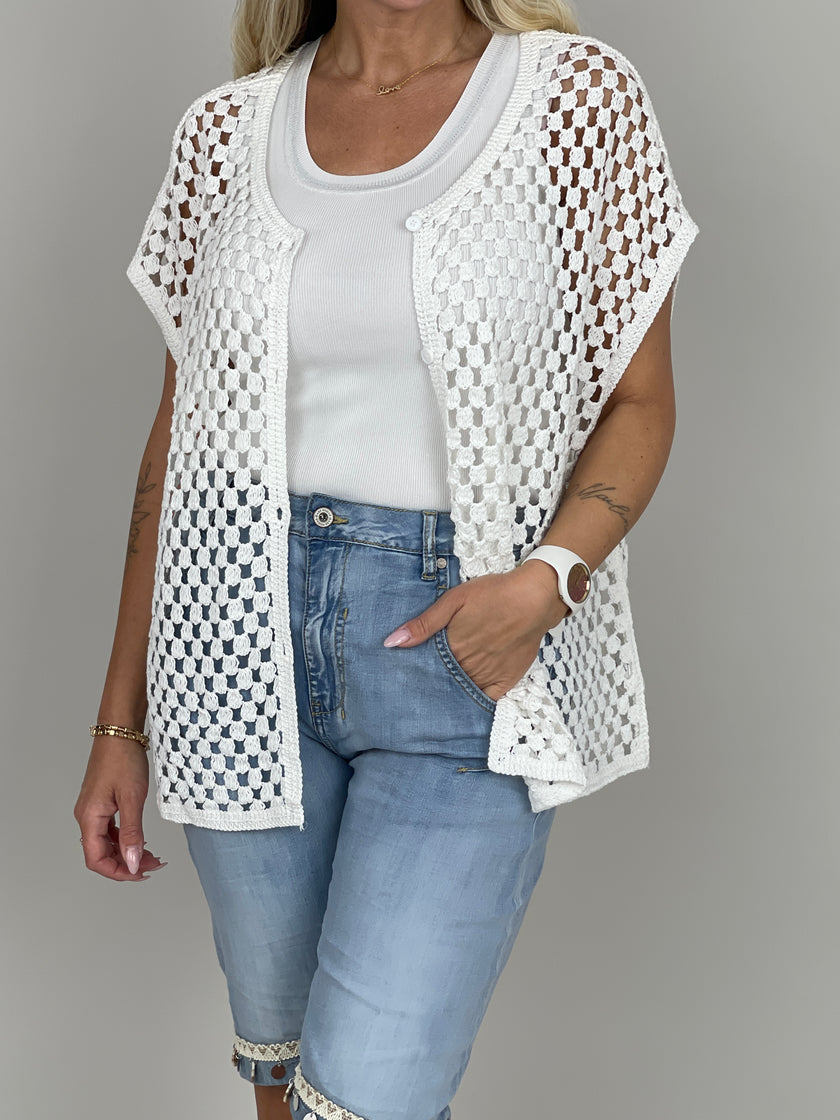 Netzweste oversized in Weiß