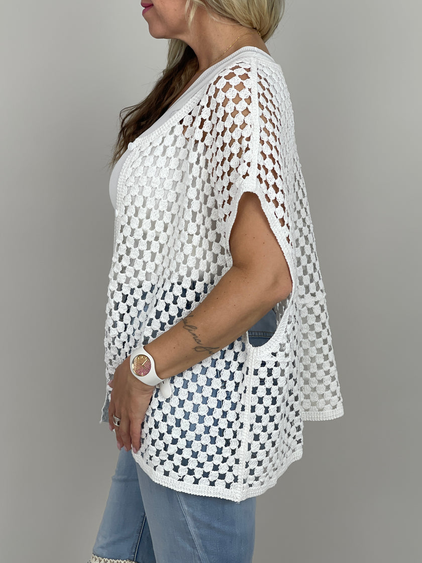 Netzweste oversized in Weiß