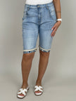 Jeans-Bermuda Boho-Details in Blau