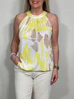 Neckholder Top gemustert in Gelb/Beige Artikel 5831