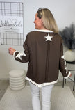 Sweatshirt Sterne-Details in Mokka