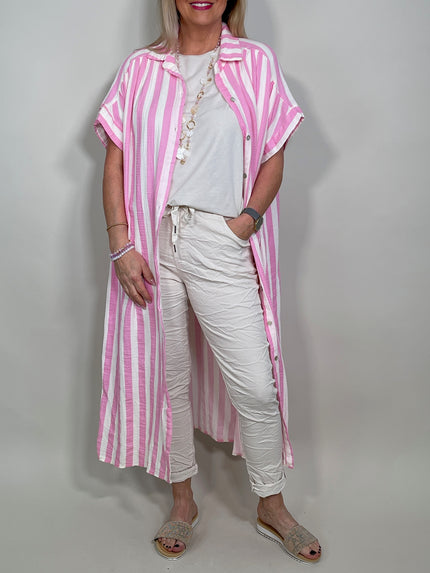 Hemdblusenkleid Musselin gestreift in versch. Farben Artikel 5838
