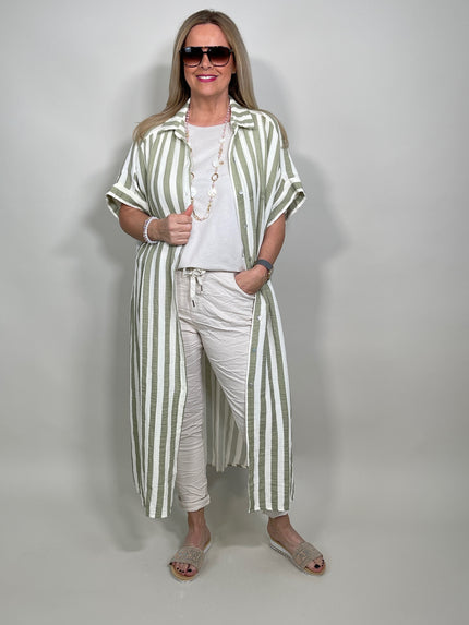 Hemdblusenkleid Musselin gestreift in versch. Farben Artikel 5838
