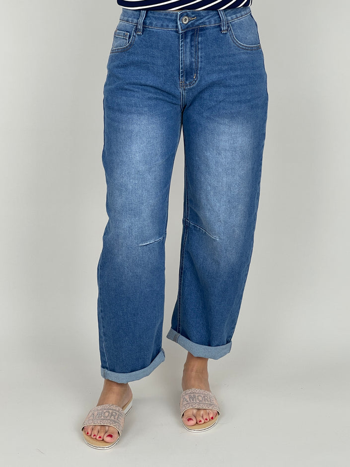 Jeans Barrel Highwaist in Blau