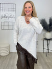 Strickpullover asymmetrisch mit Details aus Spitze in Beige Art. 6607