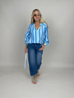 Bluse Streifen Muster in Hellblau/Blau