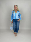 Bluse Streifen Muster in Hellblau/Blau