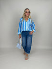 Bluse Streifen Muster in Hellblau/Blau