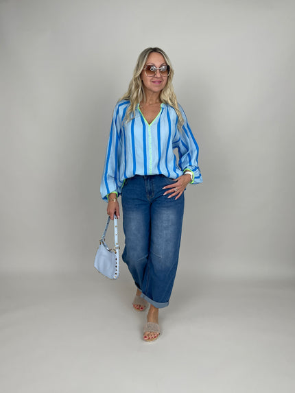 Bluse Streifen Muster in Hellblau/Blau