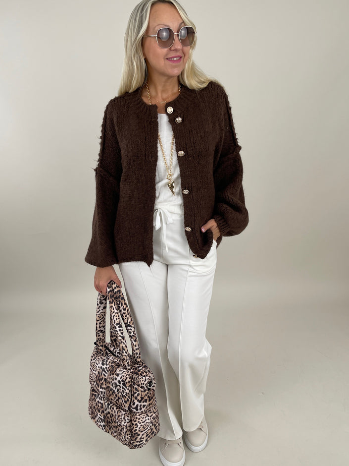 Cardigan Goldknöpfe in Mokka Artikel 6258