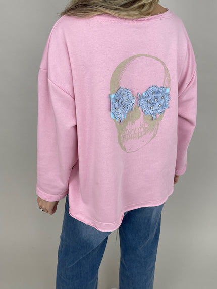 Sweatshirt Totenkopf in Rosa Art. 6857