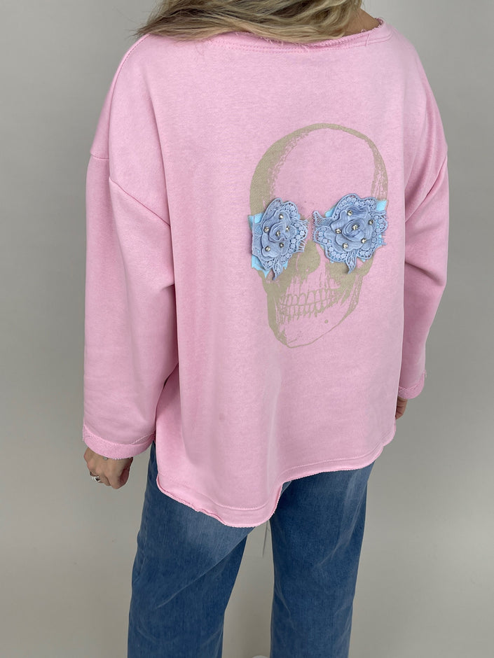 Sweatshirt Totenkopf in Rosa Art. 6857