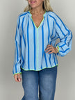 Bluse Streifen Muster in Hellblau/Blau