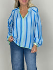 Bluse Streifen Muster in Hellblau/Blau