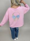 Sweatshirt Totenkopf in Rosa