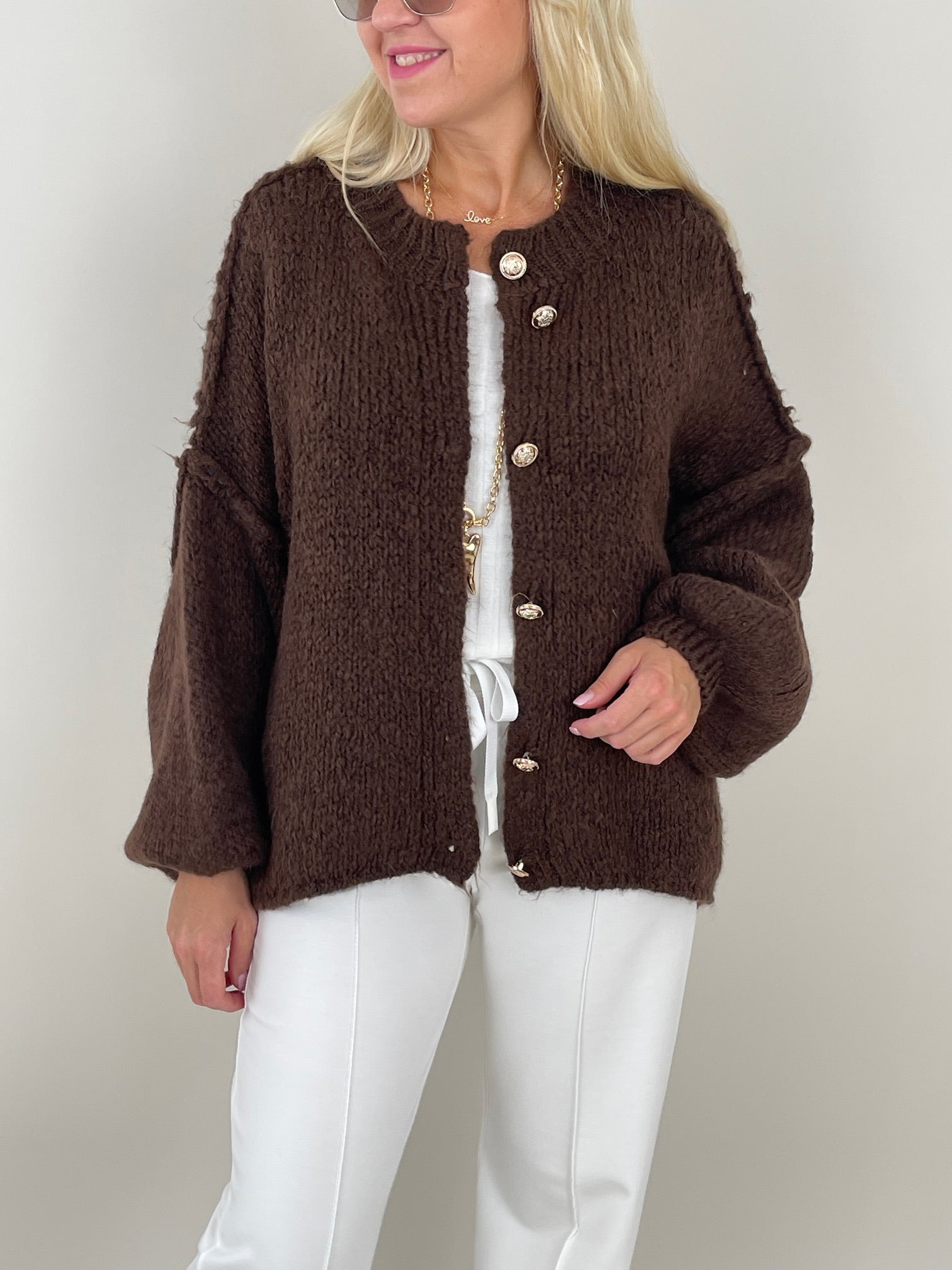 Cardigan Goldknöpfe in Mokka Artikel 6258