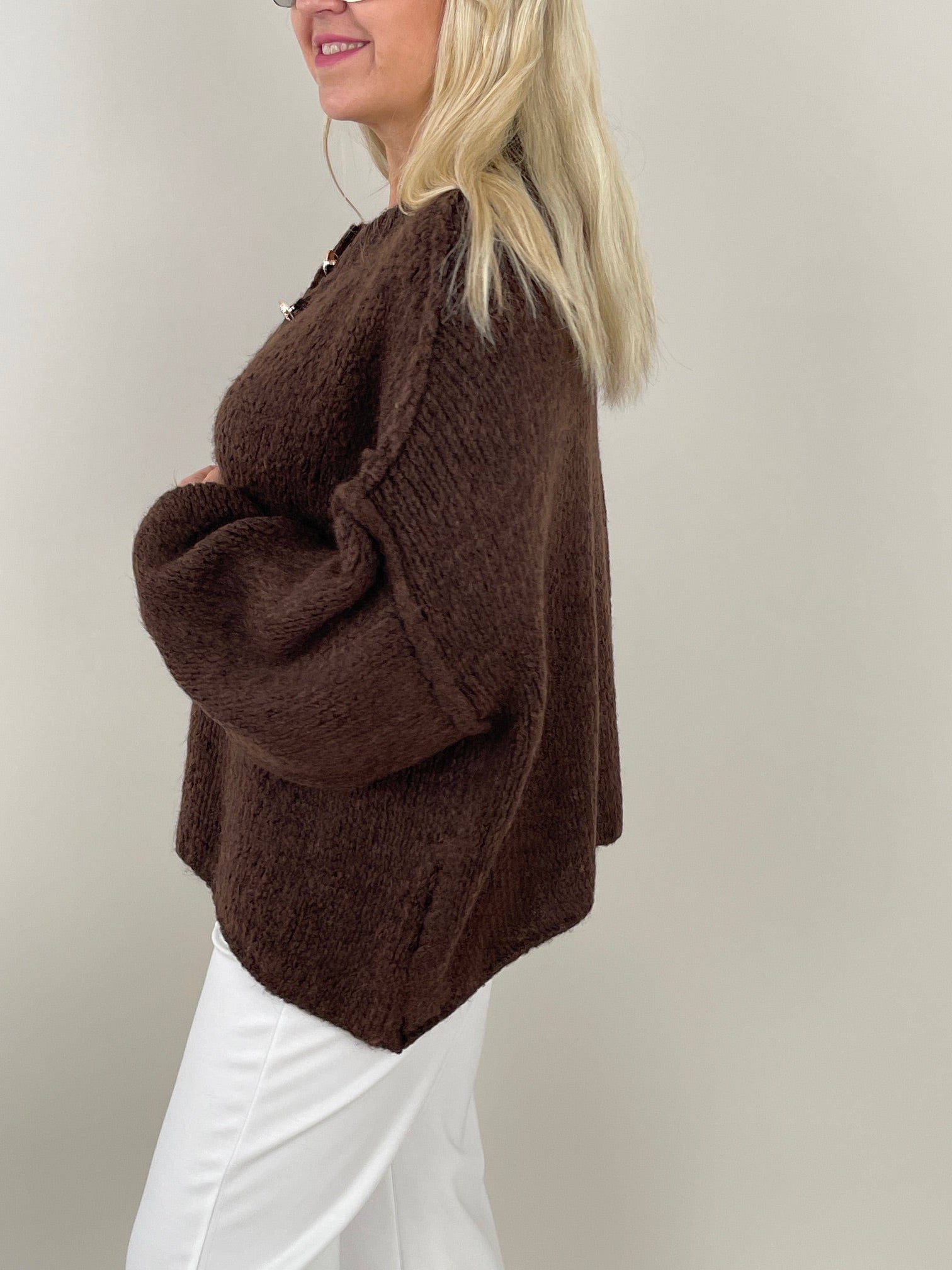 Cardigan Goldknöpfe in Mokka Artikel 6258