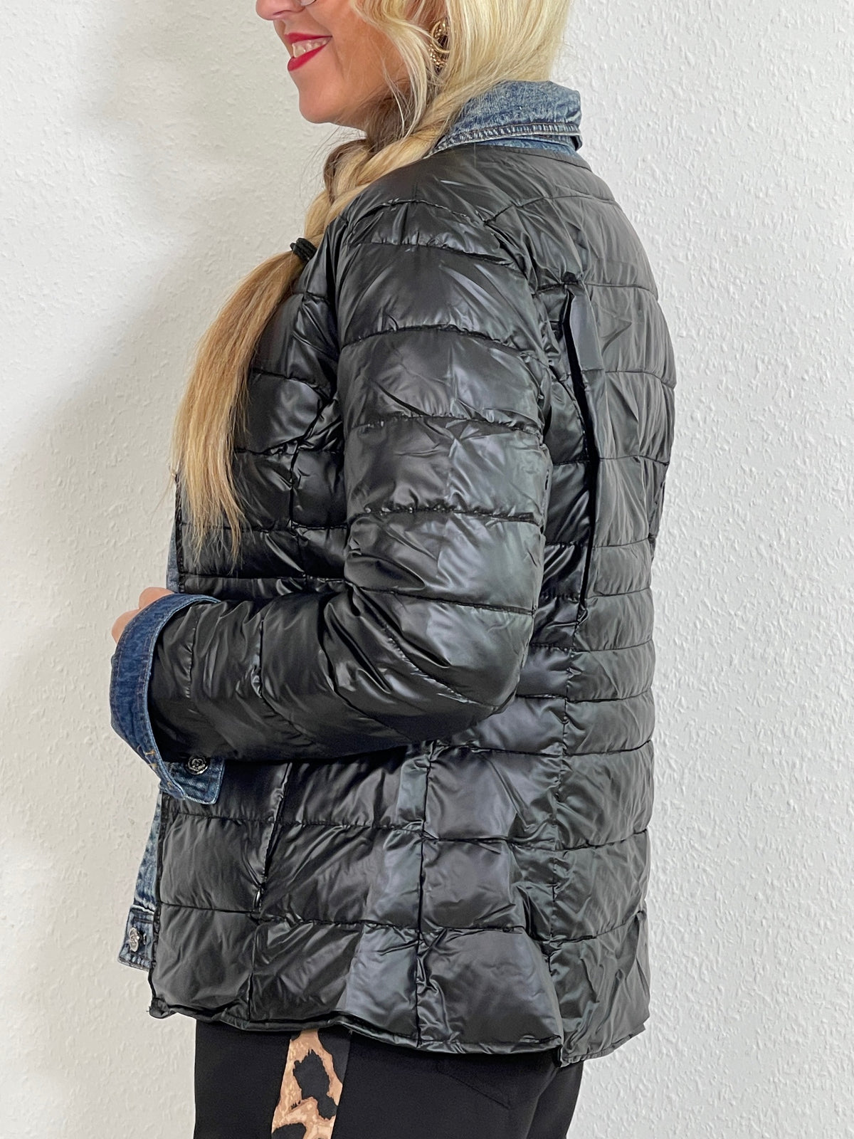 Steppjacke mit Jeanseinsatz in versch. Farben
