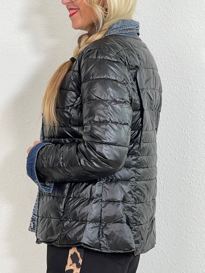Steppjacke mit Jeanseinsatz in versch. Farben