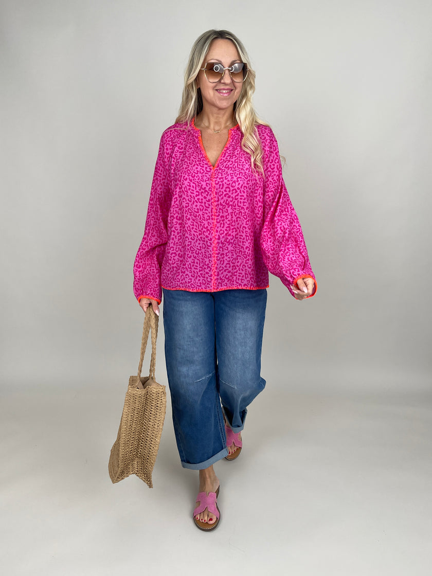Bluse Leo Muster in Pink