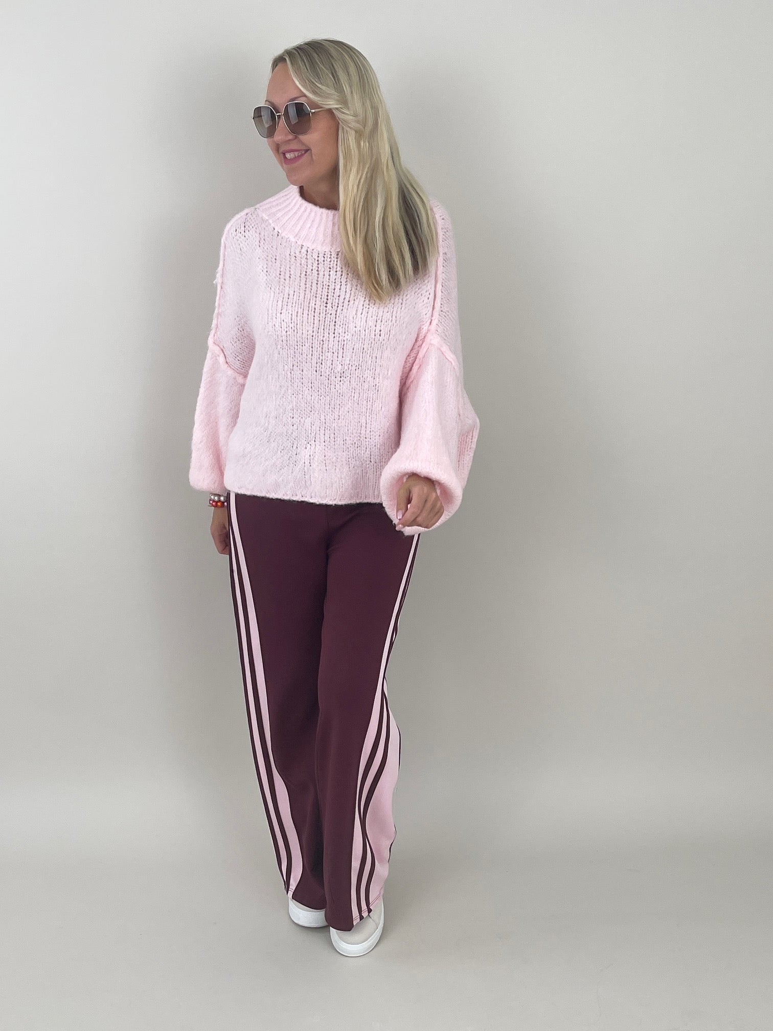 Pullover Grobstrick Uni in Rosa Artikel 6257