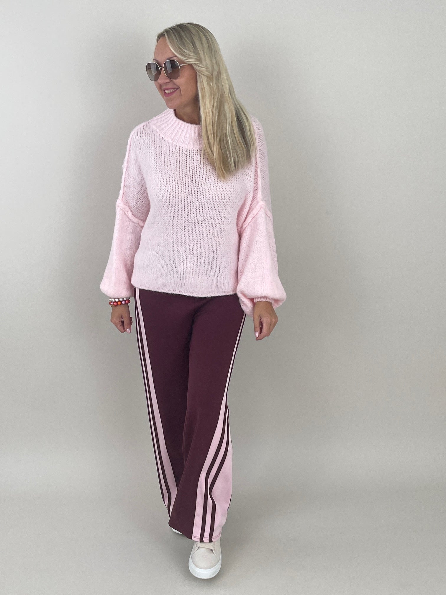 Pullover Grobstrick Uni in Rosa Artikel 6257
