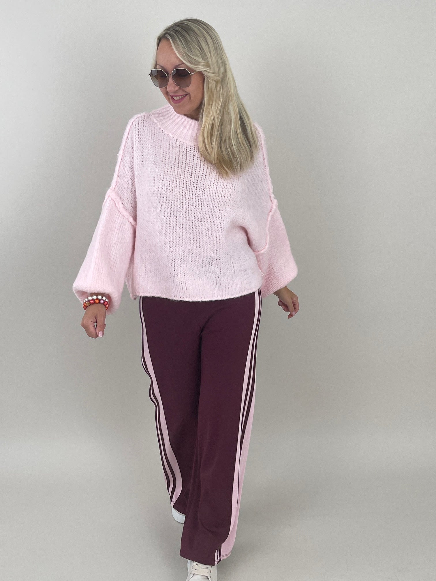Pullover Grobstrick Uni in Rosa Artikel 6257