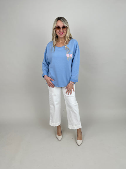 Sweatshirt Totenkopf in Hellblau Art. 6856