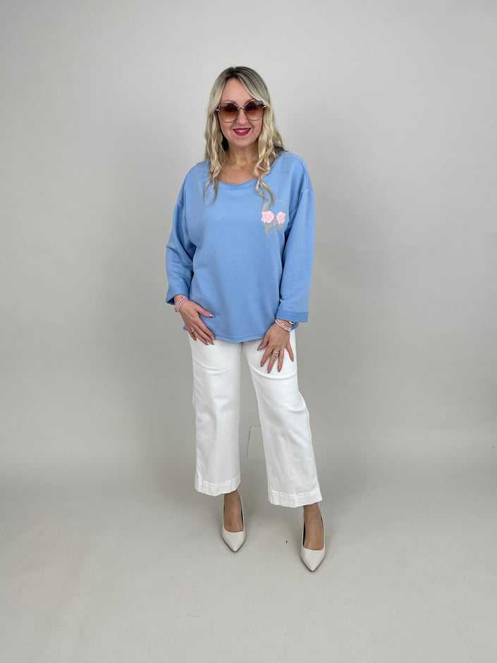 Sweatshirt Totenkopf in Hellblau Art. 6856