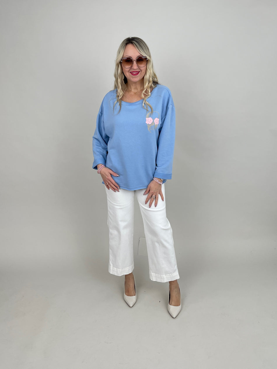 Sweatshirt Totenkopf in Hellblau Art. 6856